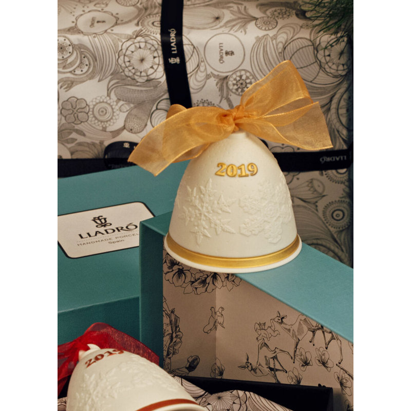 Décoration pour sommet de sapin en forme de cloche 2019, Éclat doré