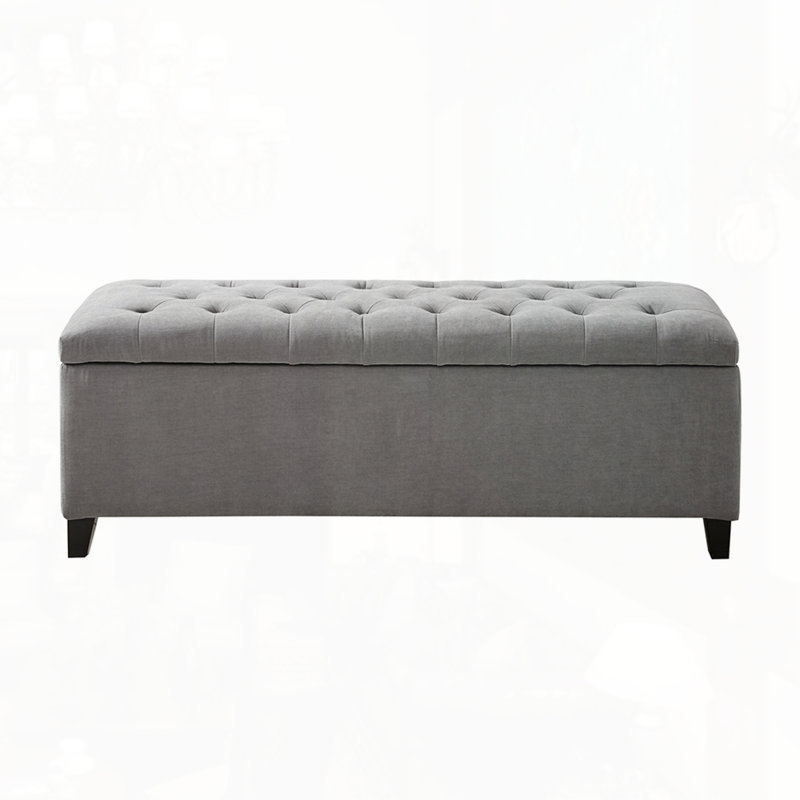 Banc de rangement capitonné à fermeture douce, Gris