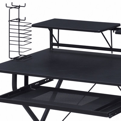 Black Computer Desk, with Keyboard Tray