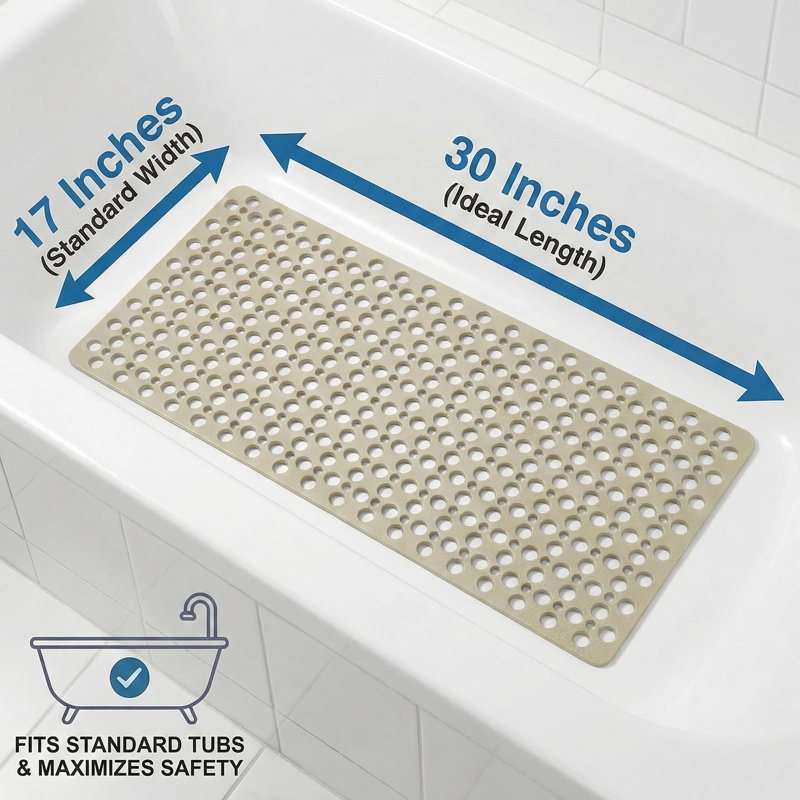 Tapis de bain antidérapant en tpe brun clair 30 po x 17 po