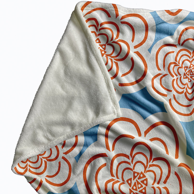 Couverture polaire Flower Power, L 30 po x L 40 po, Orange