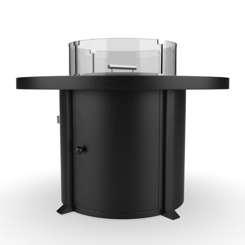 Round Cal Sil Aluminum Propane/Natural Gas Fire Pit Table, Dark Gray