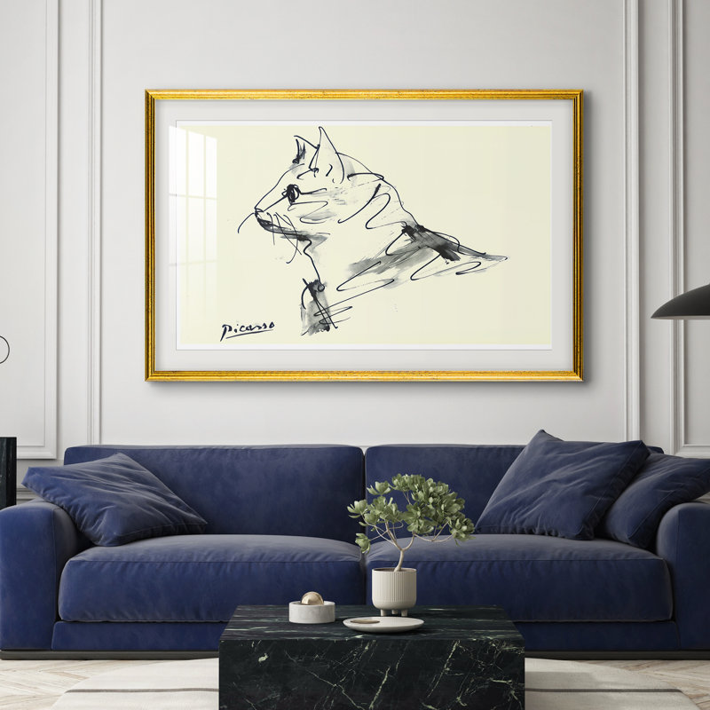 Le Chat, vers 1961 - Pablo Picasso - Estampe encadrée sur mesure, 28 po x 40 po, Impression encadrée avec passe-partout