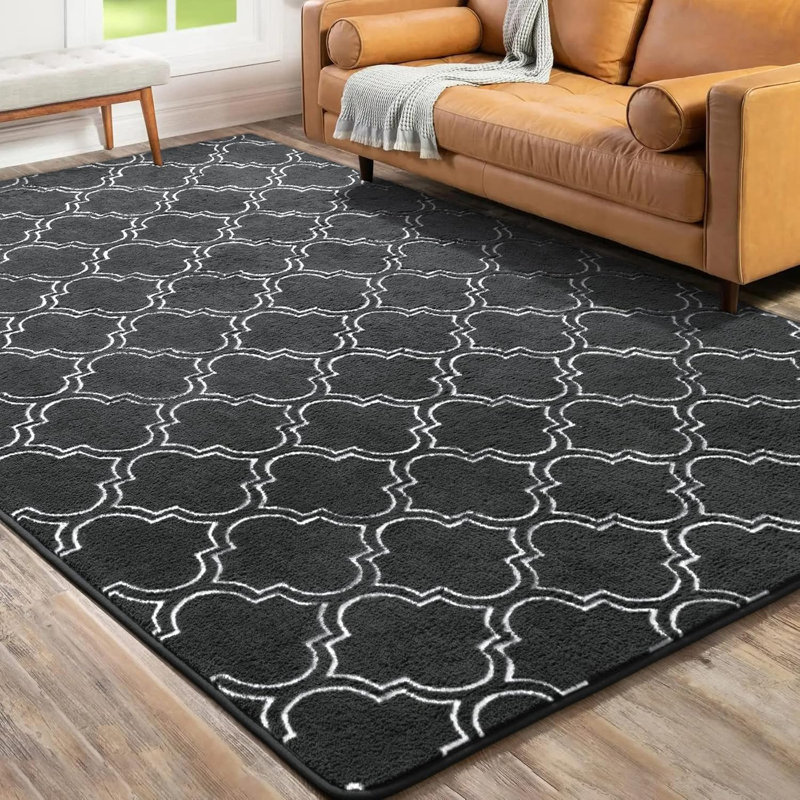 Soft Moroccan-Style Bedroom Rug, Shaggy Modern Area Rug, Rectangle 6' x 9'