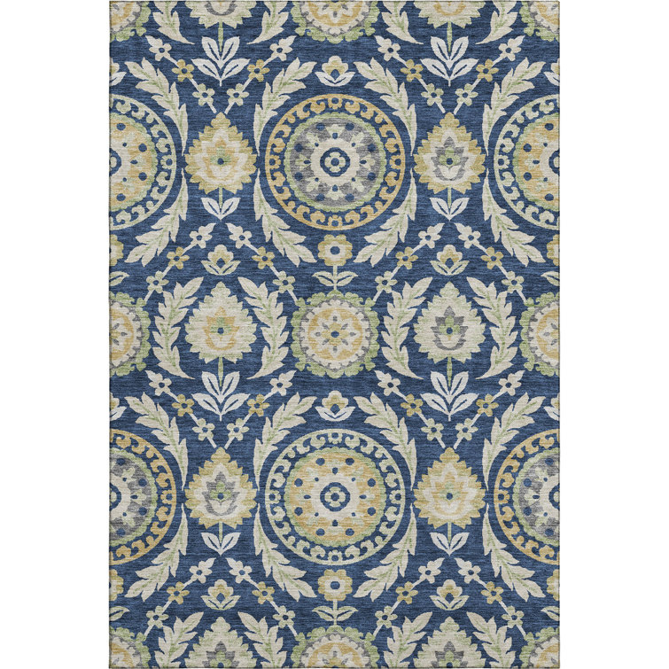 Premium Machine Washable Prisco Navy Rug