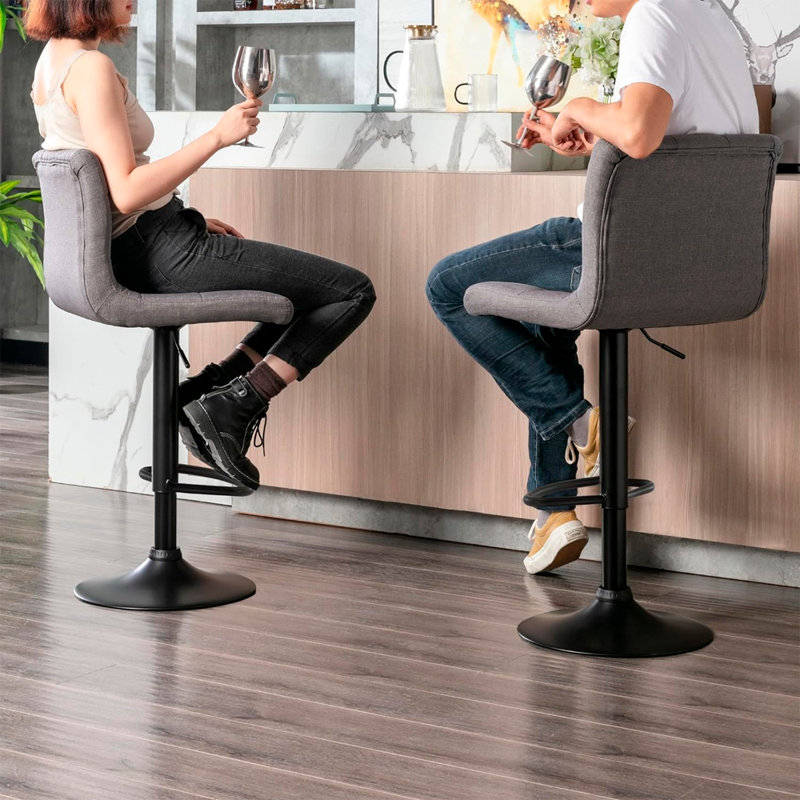 Swivel Upholstered Adjustable Height Counter Stool with Steel Frame