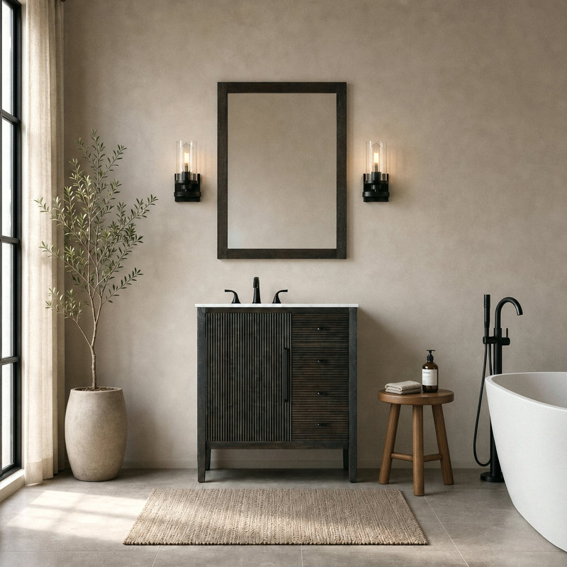 Meuble-lavabo simple 32 po, Chêne chocolat