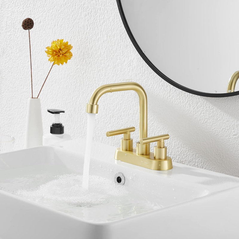 66396- Centerset 4Inch Bathroom Sink Faucet, Brushed Gold