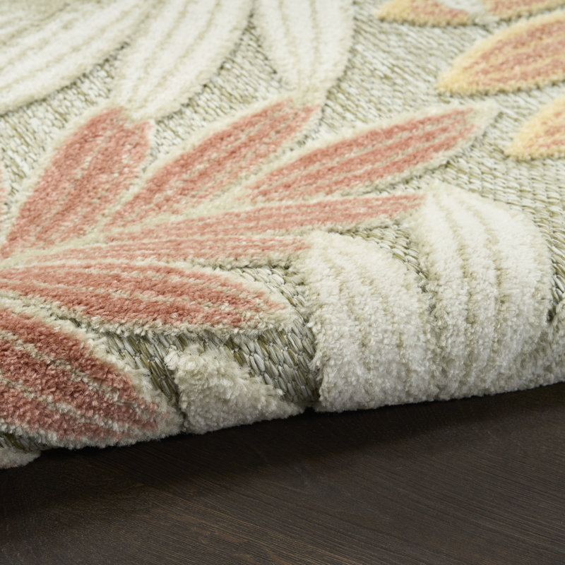 Aloha 5'3" x 7'5" Sage Rose Modern Rug, Rectangle 5'3" x 7'5"