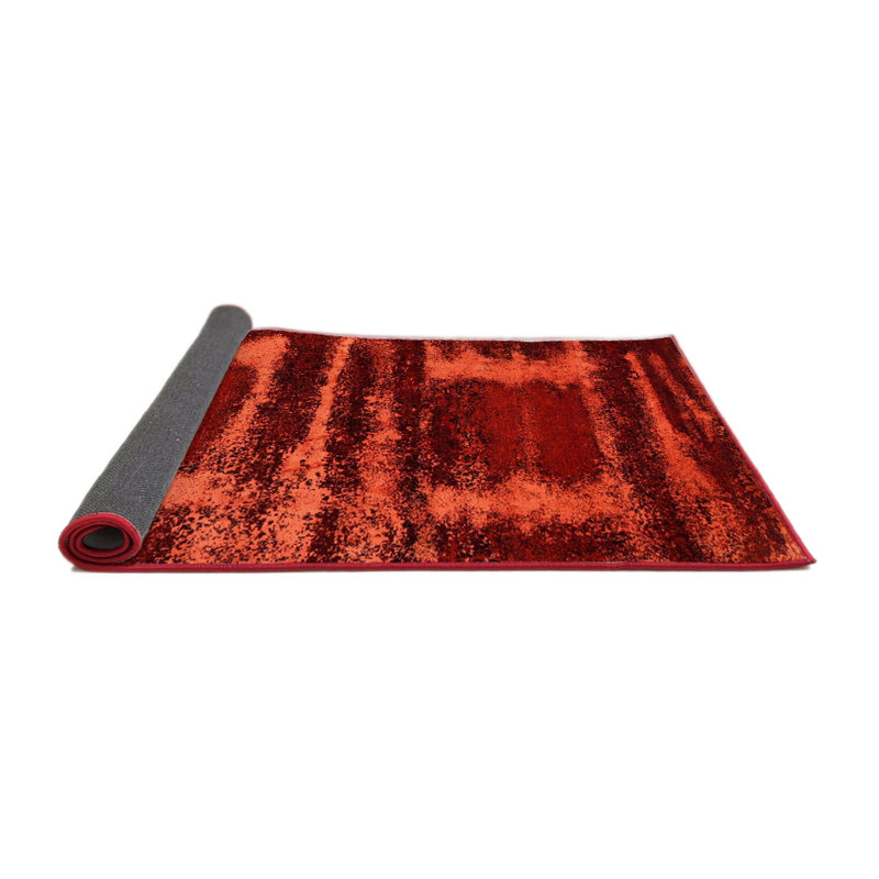 Tapis abstrait rouge, Rond 8 pi