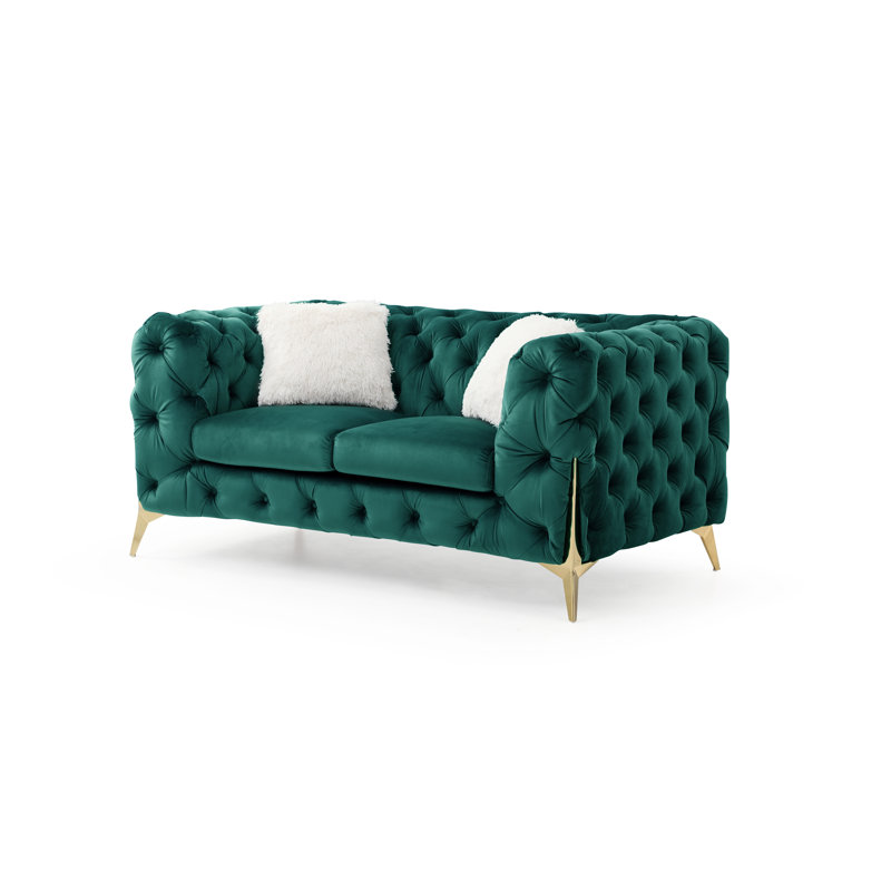 Causeuse en velours 68 po Moorehead, Velours vert