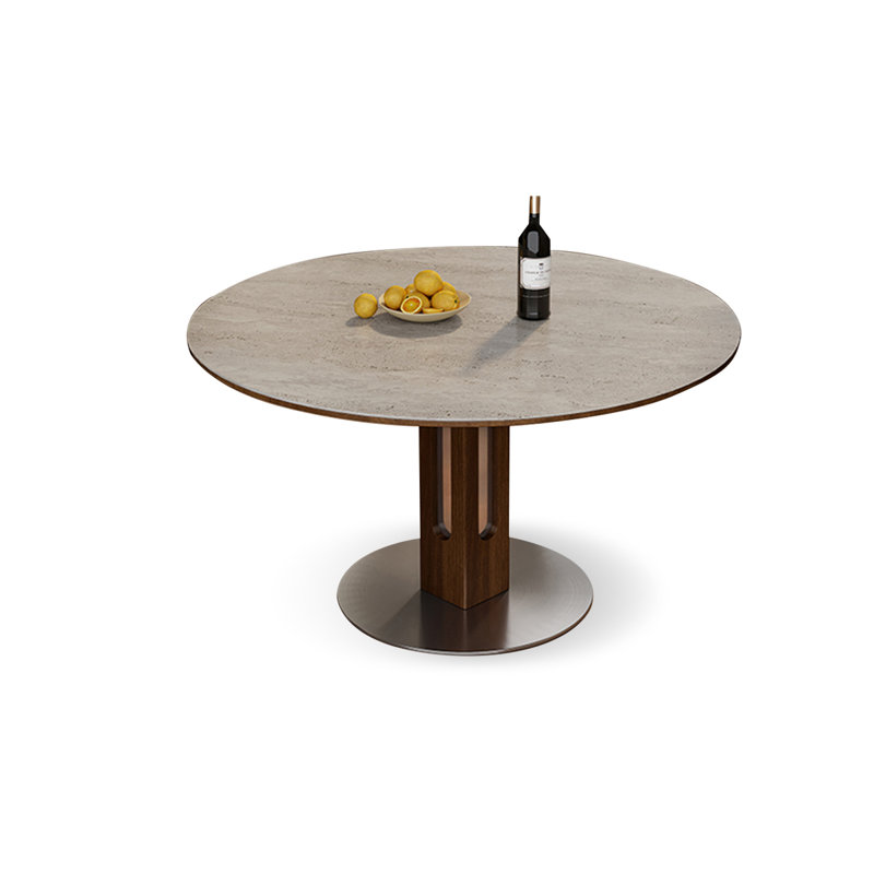 Round Sintered Stone Dining table, 29.53"H x 43.31"L x 43.31"W