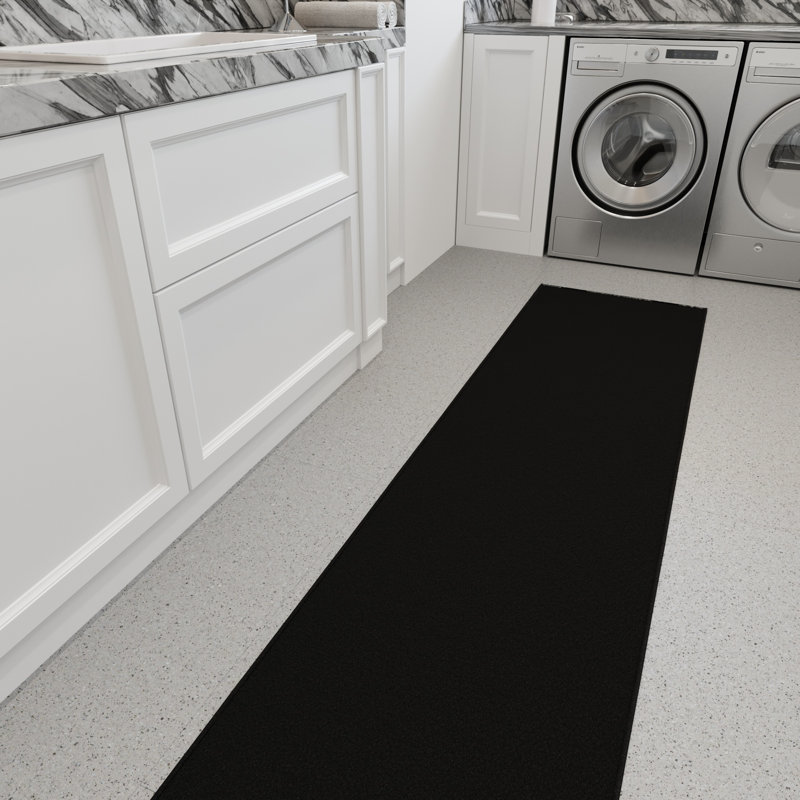 Homeline Non-Slip Rubberback Custom Cut Extra Long Halllway Runner Rug, Black, Runner 2' x 17'