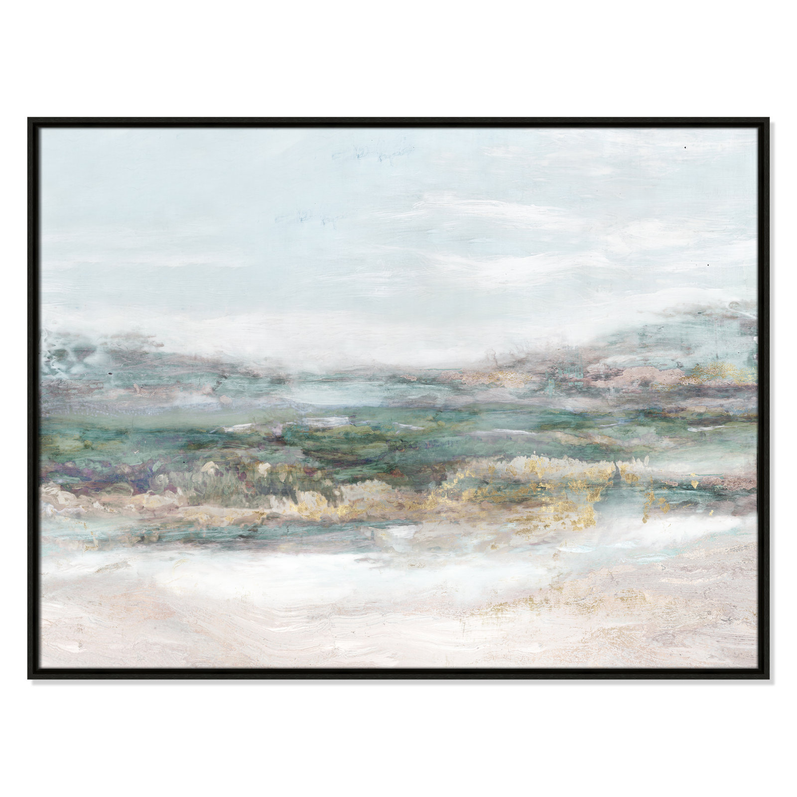 Lori "Dazzling" Painting by Matina Theodosiou, No Mat, Espresso Framed Canvas, 31.5" H x 41.5" W x 2" D