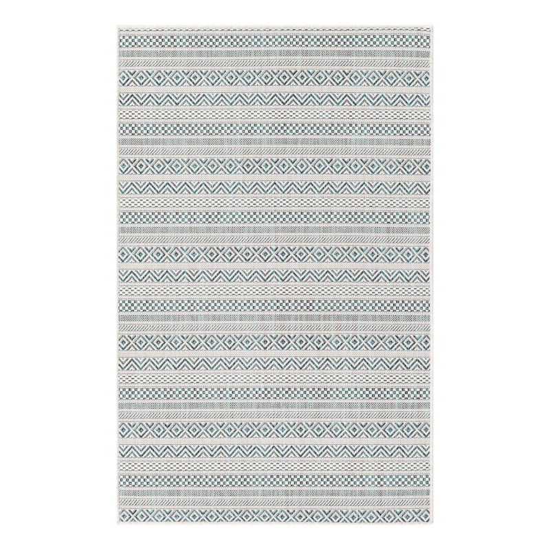 Tapis bleu sarcelle intérieur / extérieur Hewitt, Rectangle 3 pi 3 po x 5 pi 3 po