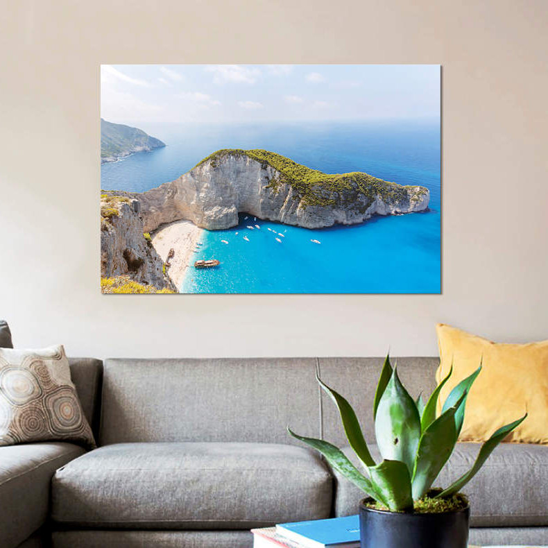 « panoramique of shipwreck beach, zakynthos, grèce » par matteo colombo, reproduction d’impression sur toile tendue