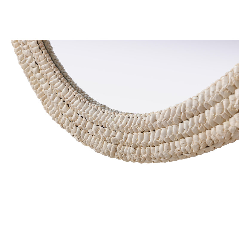 Dennard Oval Cornhusk Mirror 42 in Linen White, 42" x 36"