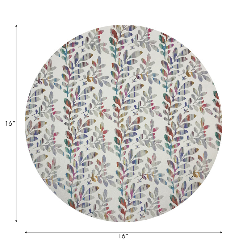 Tuileries Pebble 16" Vinyl Placemat, Gray/Orange