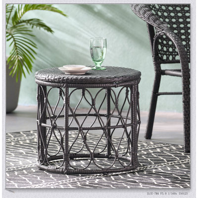 Table d'appoint en osier avec rotin en polyéthylène durable Bruce