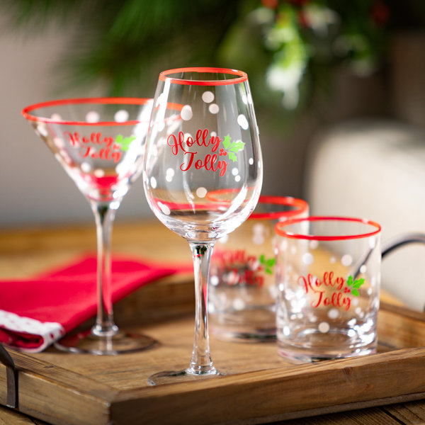 Christmas Martini Glasses, Set of 4, Green/Red, 7H x 4.5 , Glass | Kirkland's Home