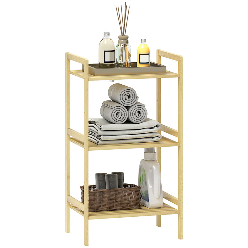 Bamboo Freestanding Bathroom Shelves, Natural Wood