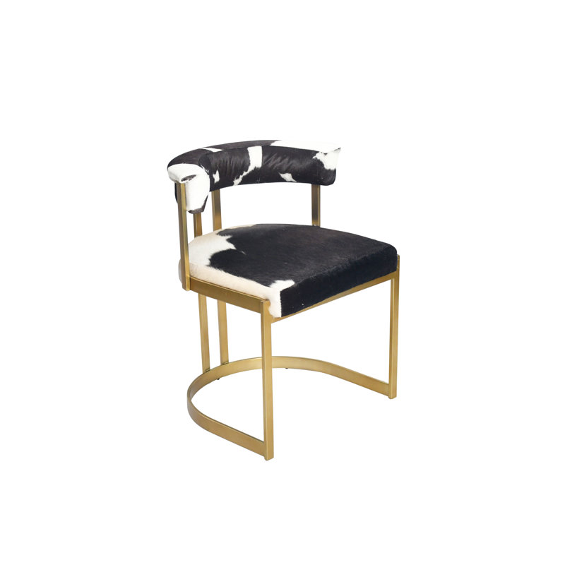 Emerine Stainless Steel Cowhide Chair, Gold