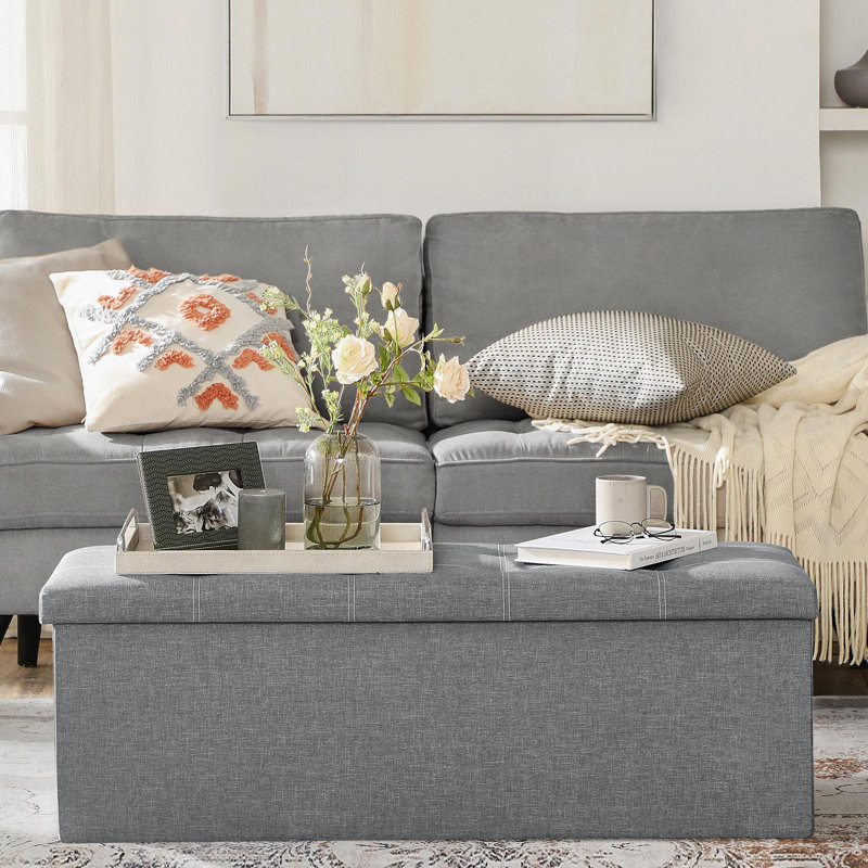 Ottoman Storage Bench, Light Gray