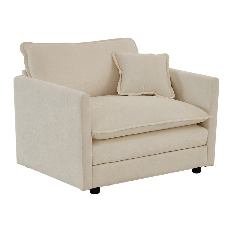 Chaise d'appoint moderne avec repose-pieds, Ivoire ivoire