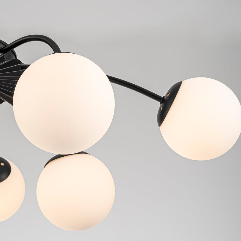 Lustre spoutnik 8 lumières Modren Blossom, Noir mat