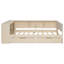 Lit plateforme en bois avec tablettes de rangement, tiroirs, station de charge et tête de lit tapissier-166067850-166067851
