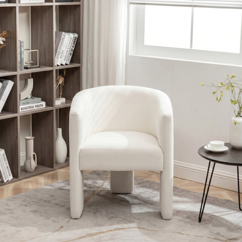 Fauteuil demi-tonneau en velours, Beige
