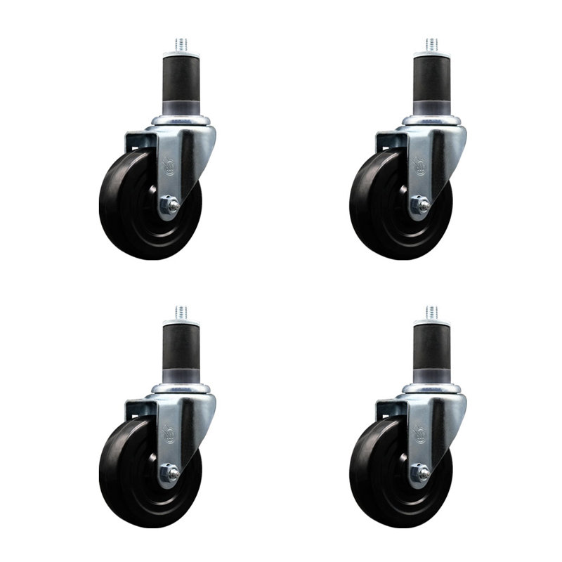 Ensemble de roulettes extensibles à roulettes en caoutchouc souple SCC NB 4 po x 1-5 / 8 po
