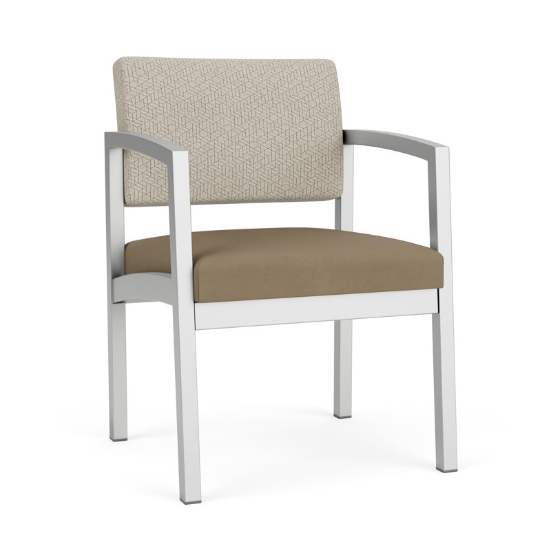 Chaise en acier Lenox, Argent argent, Bleu marine Visite Libre - Tissu uni