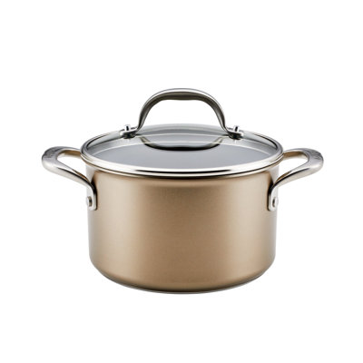Anolon Ascend 4-Quart Hard Anodized Nonstick Saucepot with Lid, Bronze