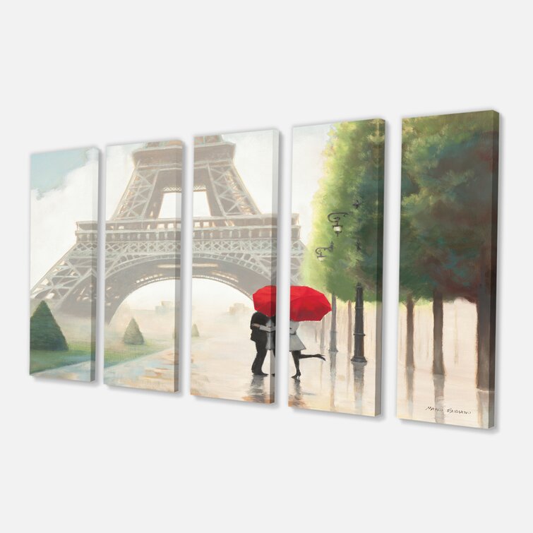 Bless international Paris Romance Couples On Canvas Painting - Wayfair ...