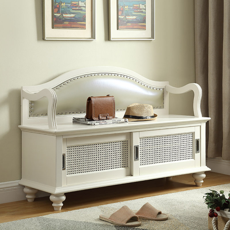 47.2in Retro Style Shoe Changing Stool, Ivory