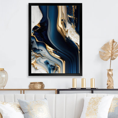«Abstract Geode Waves Blue V» - Art mural abstrait