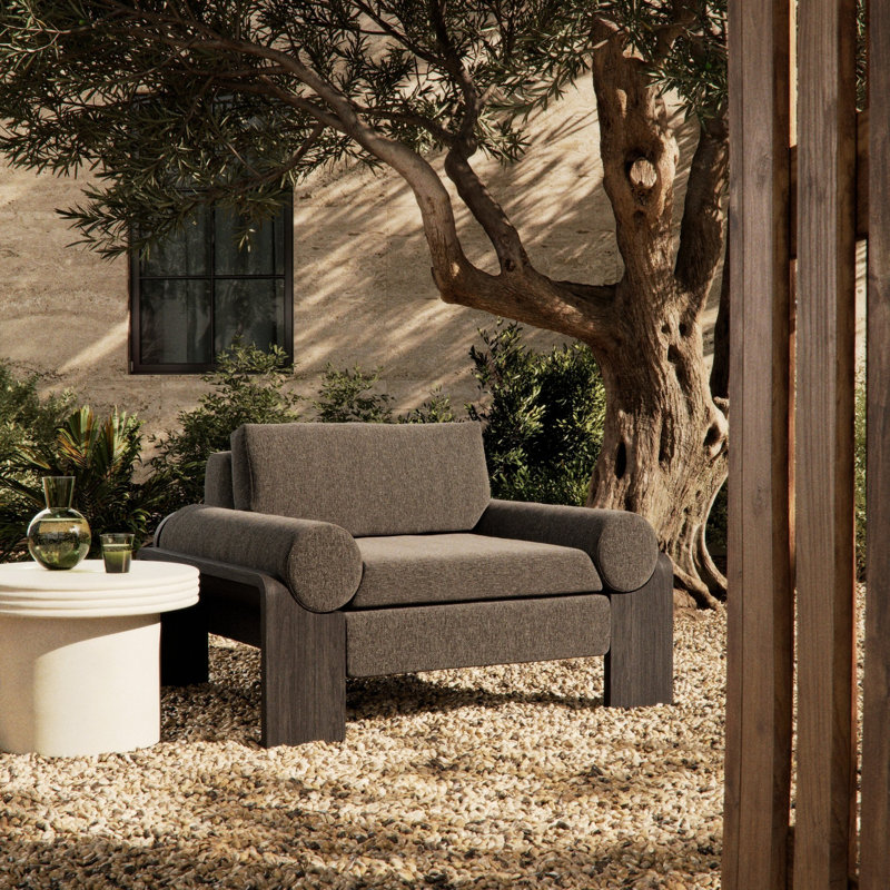 Chaise d'extérieur délavée Joette - FSC, Sable faye, Teck naturel