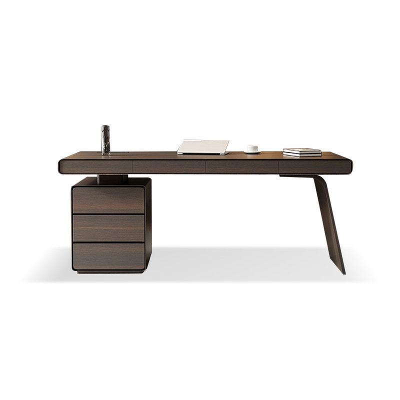 Bureau de direction rectangulaire en bois manufacturé de couleur fumée avec tiroirs, H 29,53 po x l 62,99 po x P 23,62 po