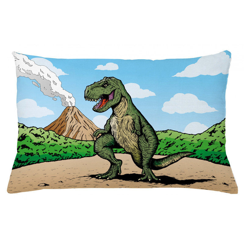Housse de coussin décoratif d’intérieur/d’extérieur dinosaure, 16 po x 26 po