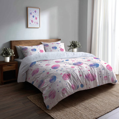 Celestial Duvet Cover Set Of 3 For Teenagers - Cosmic Teen Galaxy Bedding And Throw Pillow Set