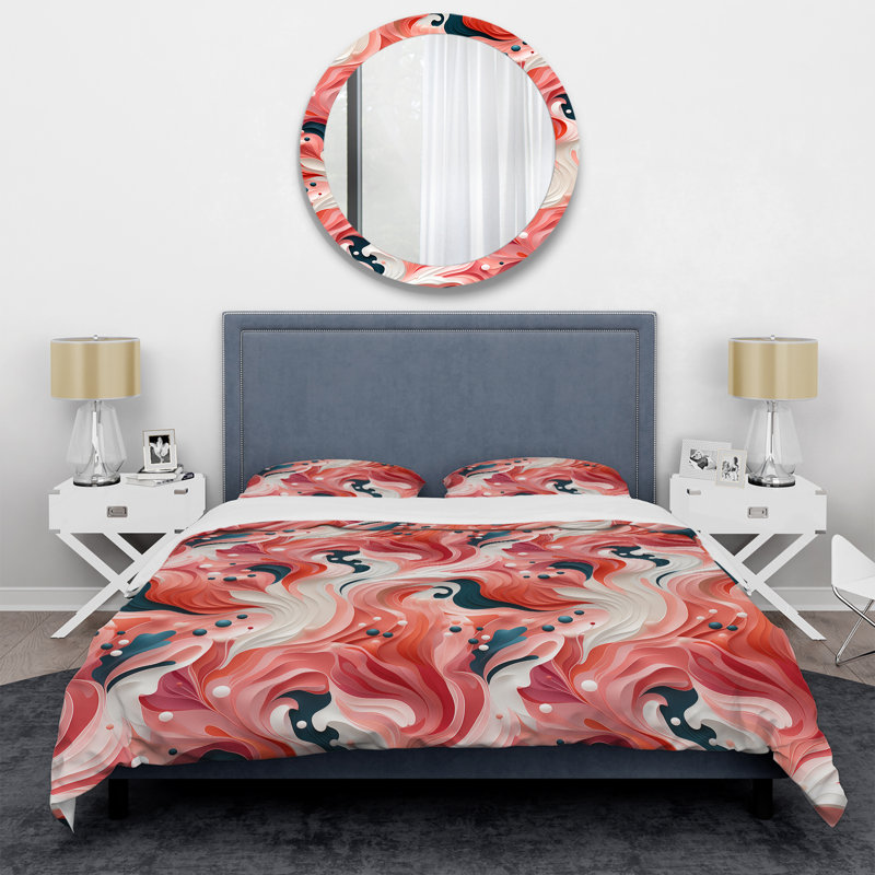 Tropical Reef Rendezvous Pink Pattern Abstract Duvet Cover, Twin Duvet Cover + 1 Standard Sham