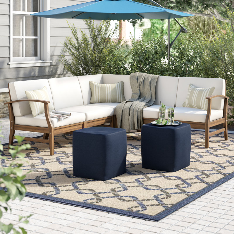 Bevelyn Acacia 5 - Person Patio Conversation Set with Cushions, Cream