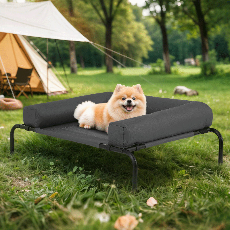 Elevated Dog Bed with Removable Cooling Cushion, Très grand (l 55 po x P 36 po x H 9 po), Brun