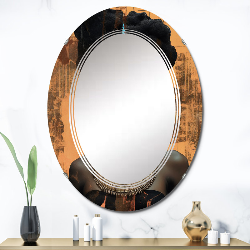 Halaka - Miroir mural moderne ovale, 36 po x 24 po