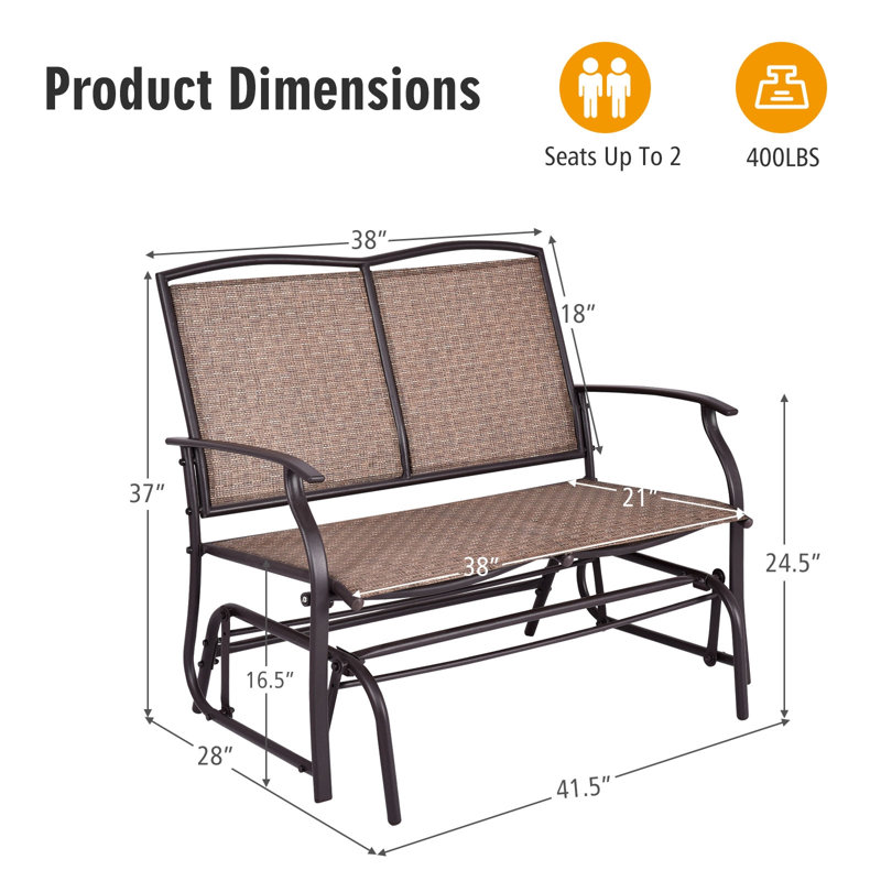 Chaise berçante d'extérieur en acier Gries, Brun