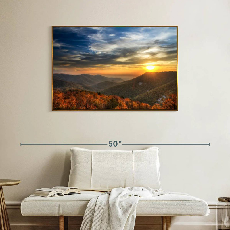 Shenandoah Sundown, Cadre flottant doré, 40 po x 27 po