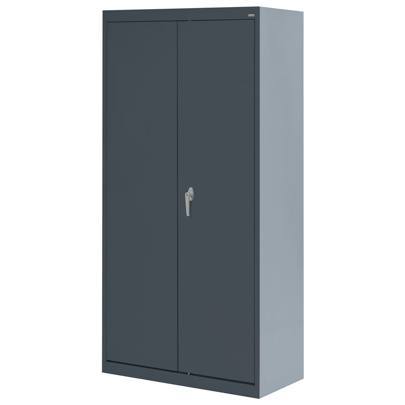 Classic Sandusky Lee 36" W x 24" D x 72" H Steel Wardrobe Cabinet with Adjustable Shelf by Sandusky, Charcoal