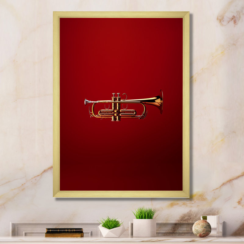 Regal Red Trumpet Triumph II, Cadre doré simple, H 32 po x l 24 po x P 1 po