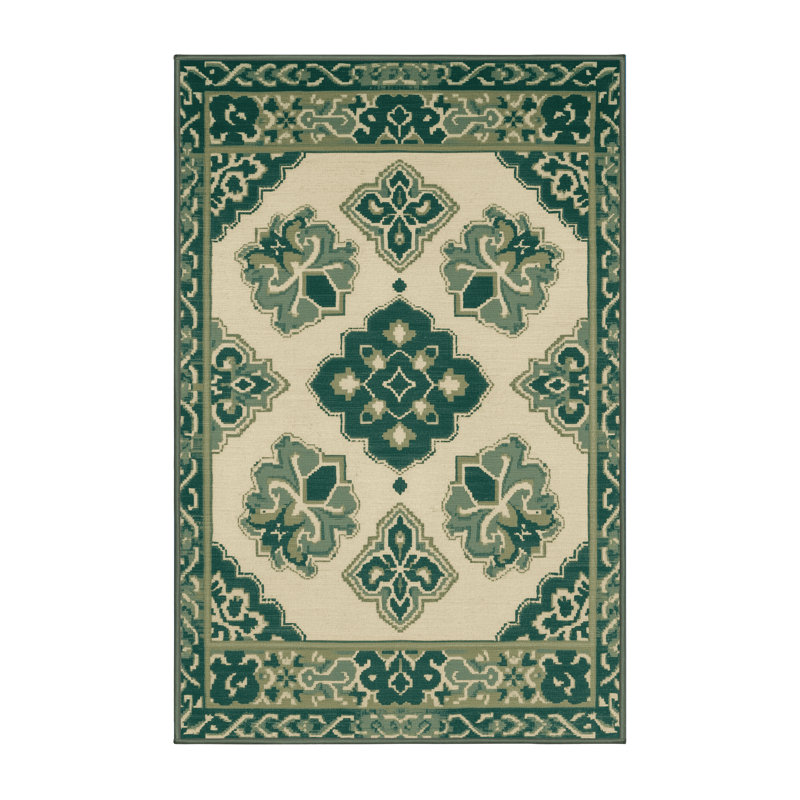 Soft Plush Fessler St Patties Modern & Contemporary Abstract Area Rug in Beige – SageGreen Binding, 6x9